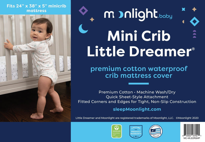 Load image into Gallery viewer, Moonlight Slumber Mini Crib Little Dreamer Premium Cotton Waterproof Mattress Cover
