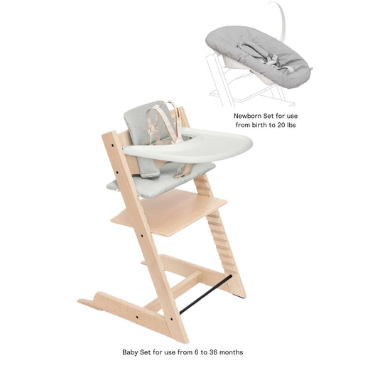 Stokke Tripp Trapp High Chair with Cushion Newborn Set Stokke Tray Babinski s Baby