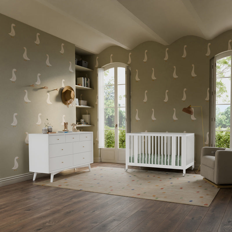 Load image into Gallery viewer, Babyletto Rolli 9-in-1 Convertible All-Stages Crib with Bassinet &amp; Toddler Bed Conversion Kits
