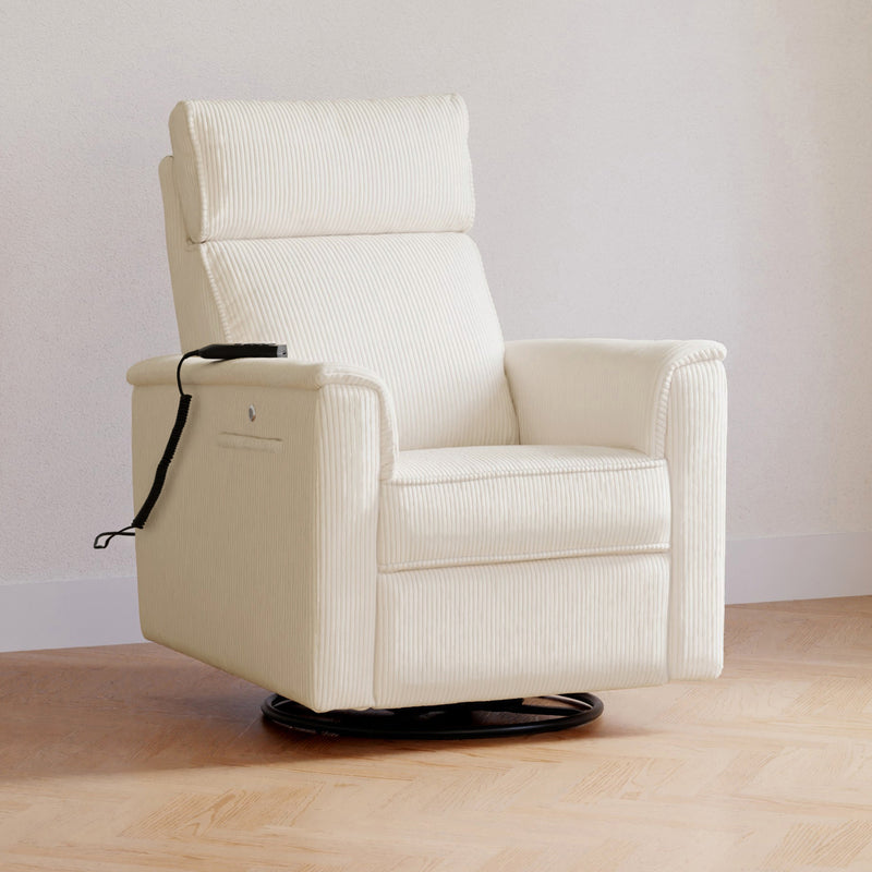 Load image into Gallery viewer, Monogram by Namesake Willa Deluxe Power Recliner and Swivel Glider with Heat + Massage | Ivory Corduroy | EXCLUSIVE!
