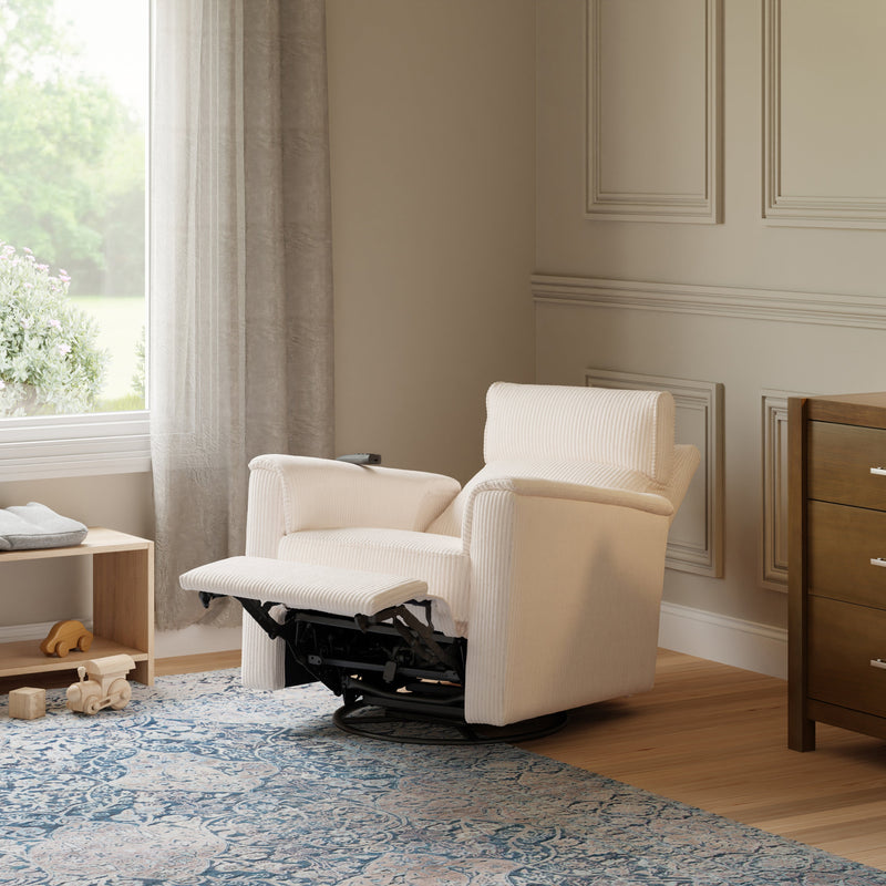 Load image into Gallery viewer, Monogram by Namesake Willa Deluxe Power Recliner and Swivel Glider with Heat + Massage | Ivory Corduroy | EXCLUSIVE!
