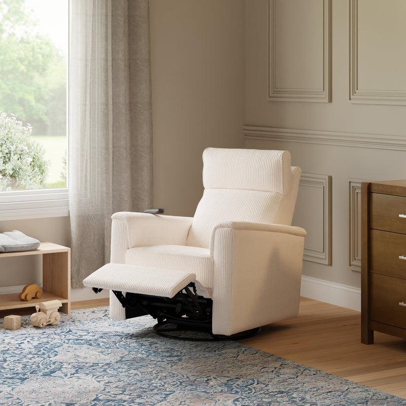 Load image into Gallery viewer, Monogram by Namesake Willa Deluxe Power Recliner and Swivel Glider with Heat + Massage | Ivory Corduroy | EXCLUSIVE!
