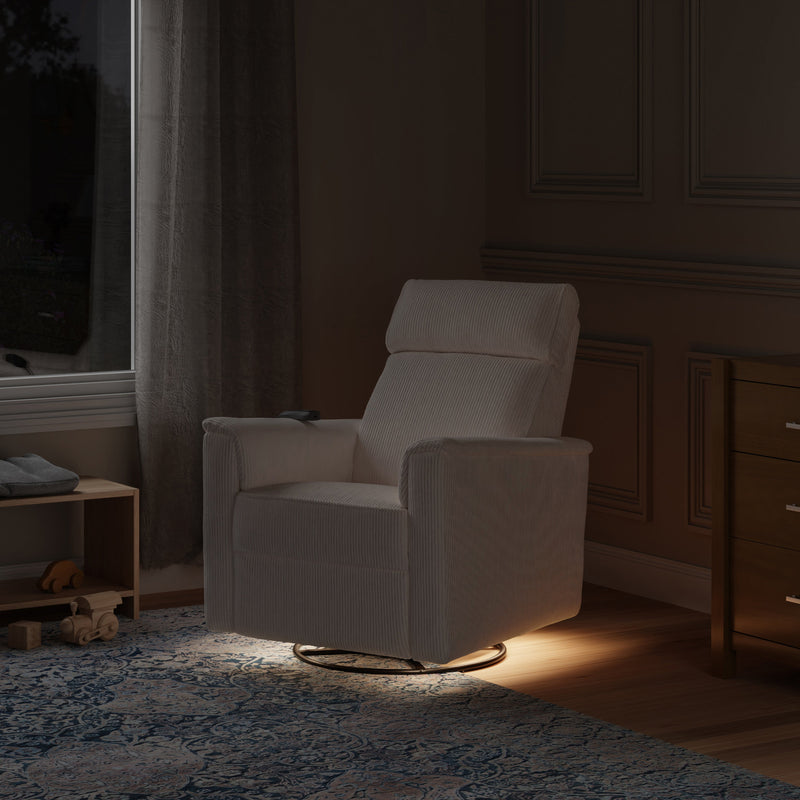 Load image into Gallery viewer, Monogram by Namesake Willa Deluxe Power Recliner and Swivel Glider with Heat + Massage | Ivory Corduroy | EXCLUSIVE!
