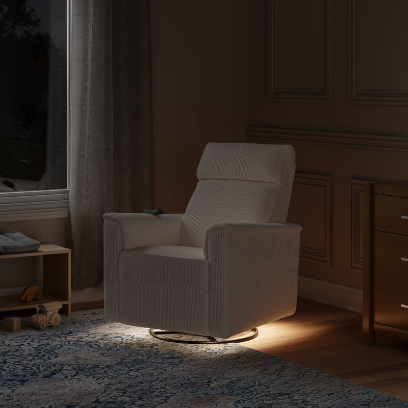 Load image into Gallery viewer, Monogram by Namesake Willa Deluxe Power Recliner and Swivel Glider with Heat + Massage | Ivory Corduroy | EXCLUSIVE!
