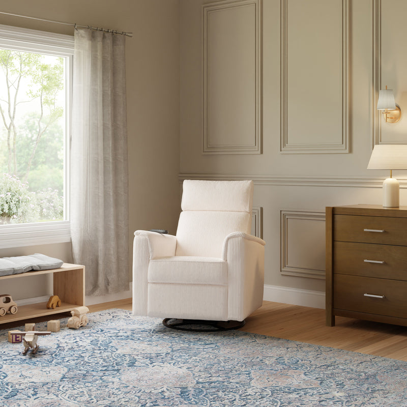 Load image into Gallery viewer, Monogram by Namesake Willa Deluxe Power Recliner and Swivel Glider with Heat + Massage | Ivory Corduroy | EXCLUSIVE!
