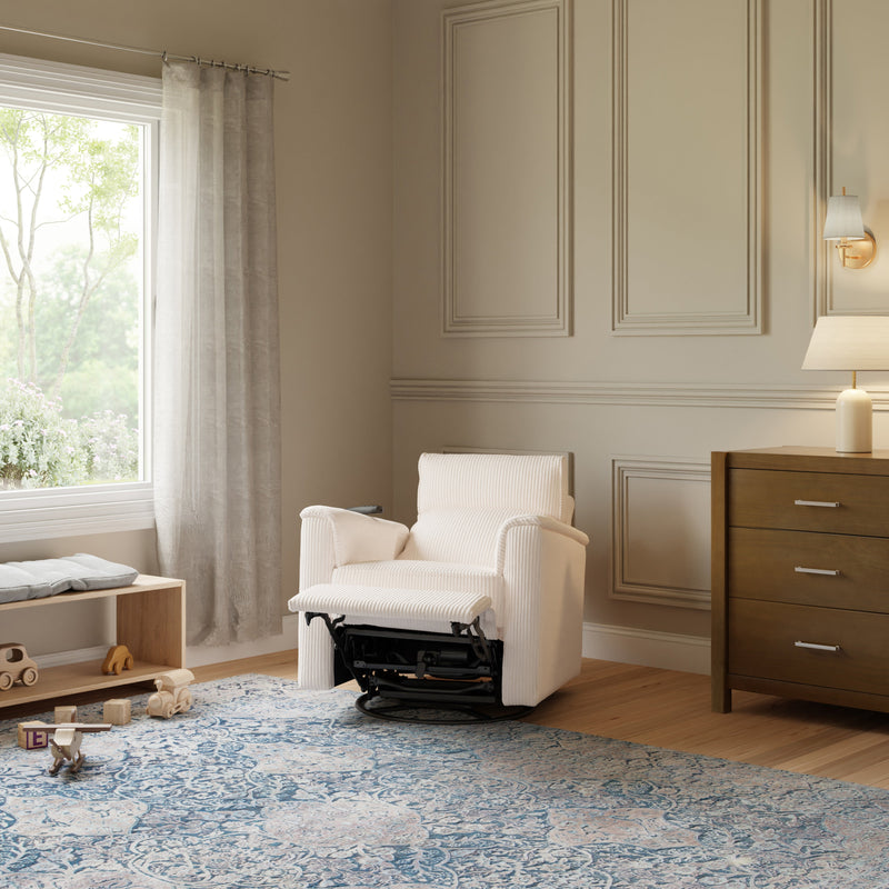 Load image into Gallery viewer, Monogram by Namesake Willa Deluxe Power Recliner and Swivel Glider with Heat + Massage | Ivory Corduroy | EXCLUSIVE!
