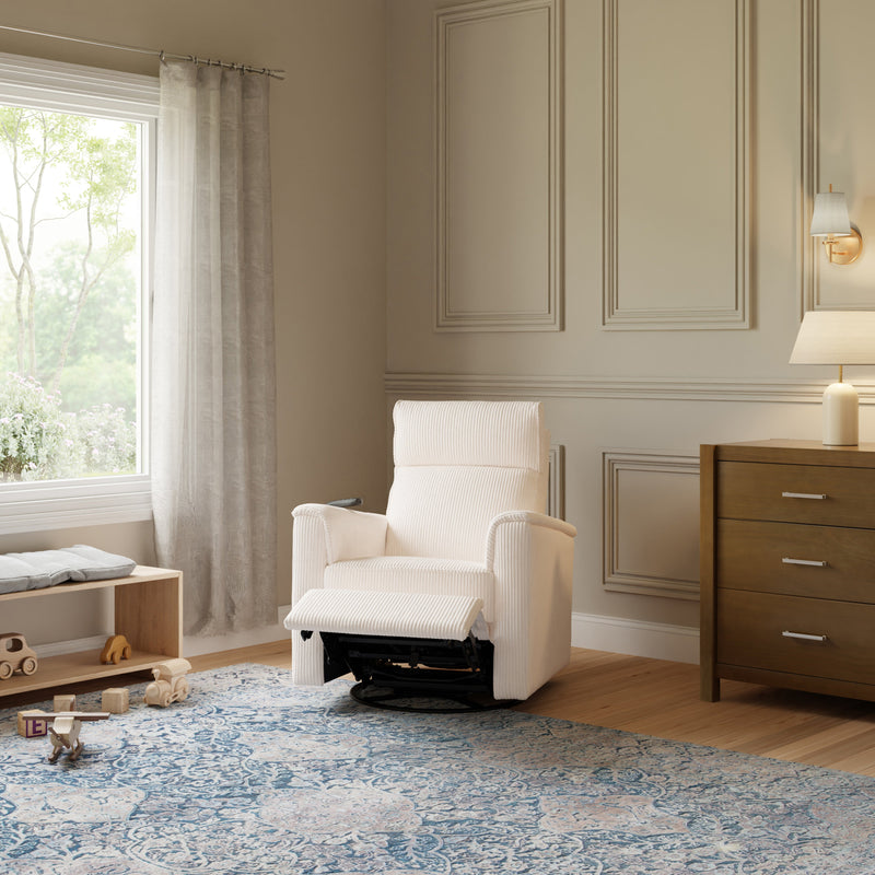 Load image into Gallery viewer, Monogram by Namesake Willa Deluxe Power Recliner and Swivel Glider with Heat + Massage | Ivory Corduroy | EXCLUSIVE!
