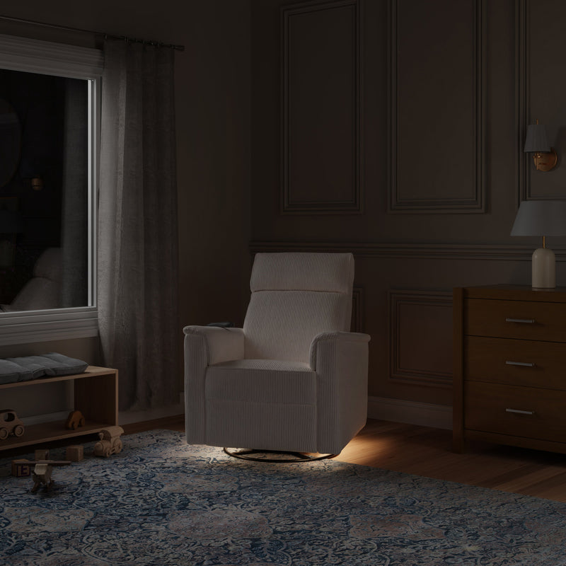 Load image into Gallery viewer, Monogram by Namesake Willa Deluxe Power Recliner and Swivel Glider with Heat + Massage | Ivory Corduroy | EXCLUSIVE!
