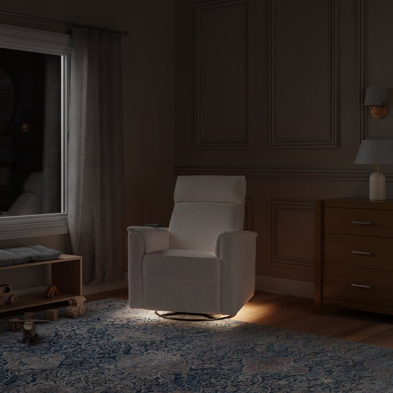 Load image into Gallery viewer, Monogram by Namesake Willa Deluxe Power Recliner and Swivel Glider with Heat + Massage | Ivory Corduroy | EXCLUSIVE!
