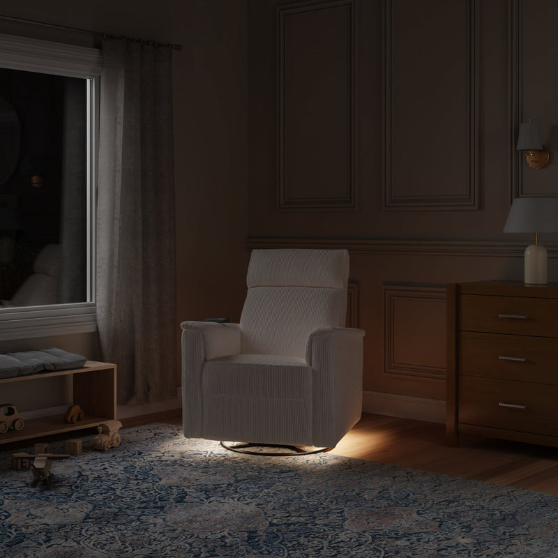 Load image into Gallery viewer, Monogram by Namesake Willa Deluxe Power Recliner and Swivel Glider with Heat + Massage | Ivory Corduroy | EXCLUSIVE!
