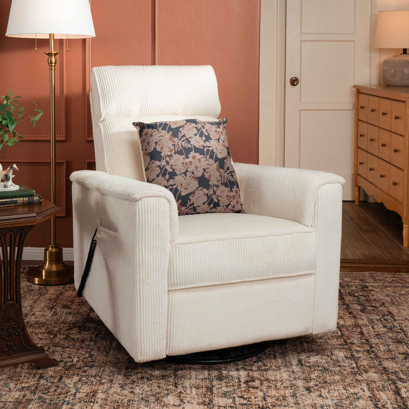 Load image into Gallery viewer, Monogram by Namesake Willa Deluxe Power Recliner and Swivel Glider with Heat + Massage | Ivory Corduroy | EXCLUSIVE!
