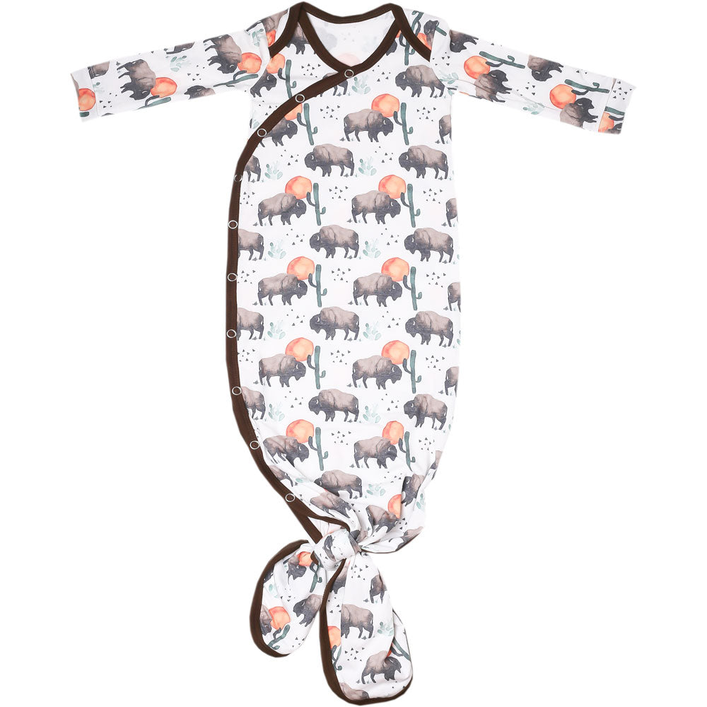 Copper Pearl Newborn Knotted Gown | Bison