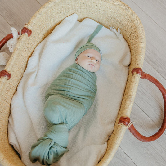 Copper Pearl Rib Knit Swaddle Blanket | Clover