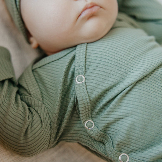 Copper Pearl Rib Knit Newborn Knotted Gown | Clover