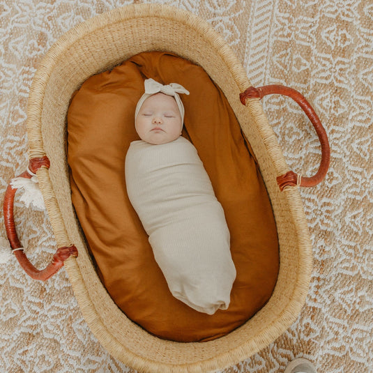 Copper Pearl Rib Knit Swaddle Blanket | Moonstone