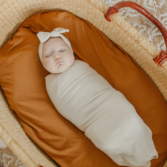 Copper Pearl Rib Knit Swaddle Blanket | Moonstone