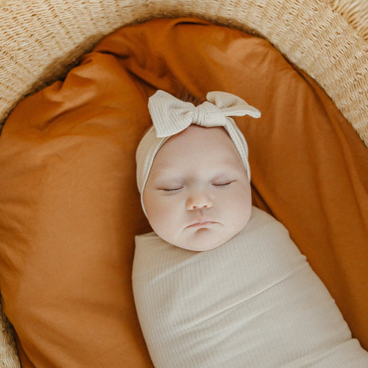 Copper Pearl Rib Knit Swaddle Blanket | Moonstone