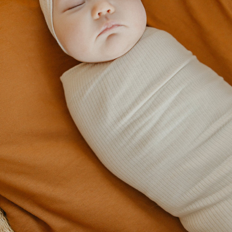 Load image into Gallery viewer, Copper Pearl Rib Knit Swaddle Blanket | Moonstone
