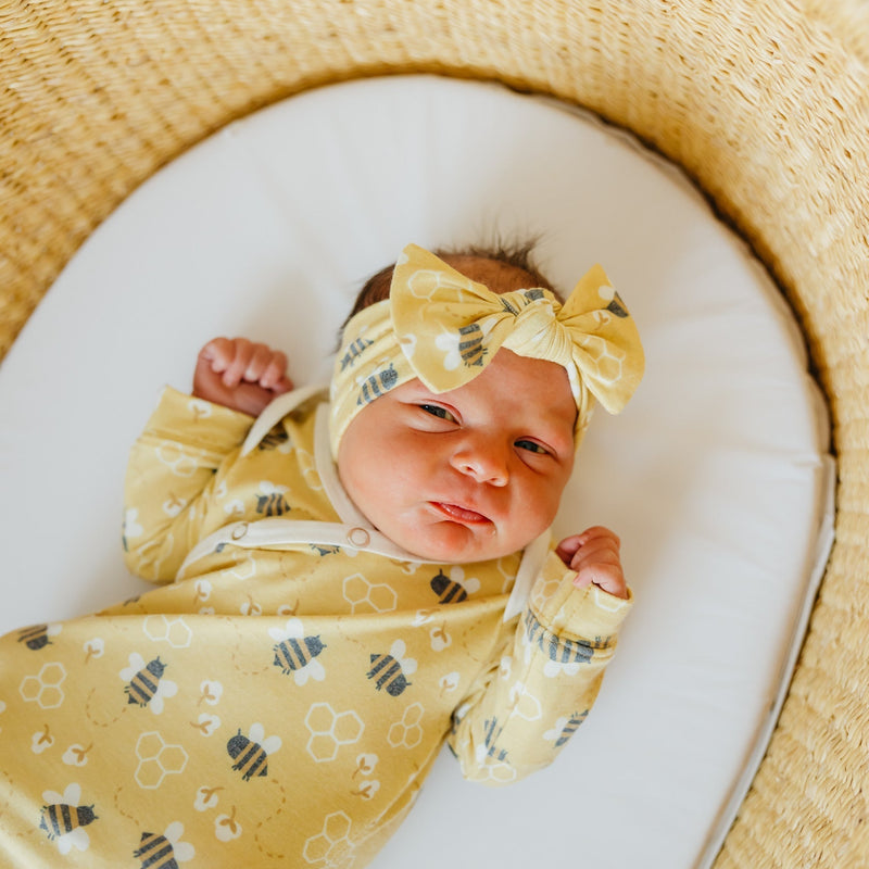 Load image into Gallery viewer, Copper Pearl Newborn Knotted Gown | Honeycomb
