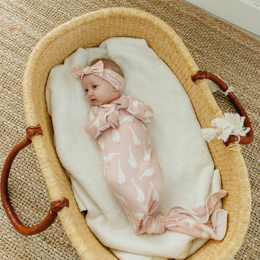 Copper Pearl Knit Headband Bow | Goosie
