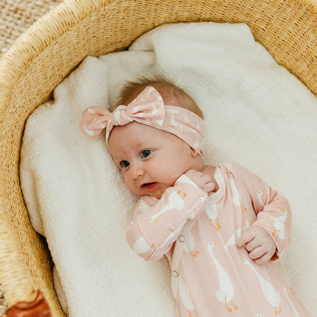 Copper Pearl Knit Headband Bow | Goosie