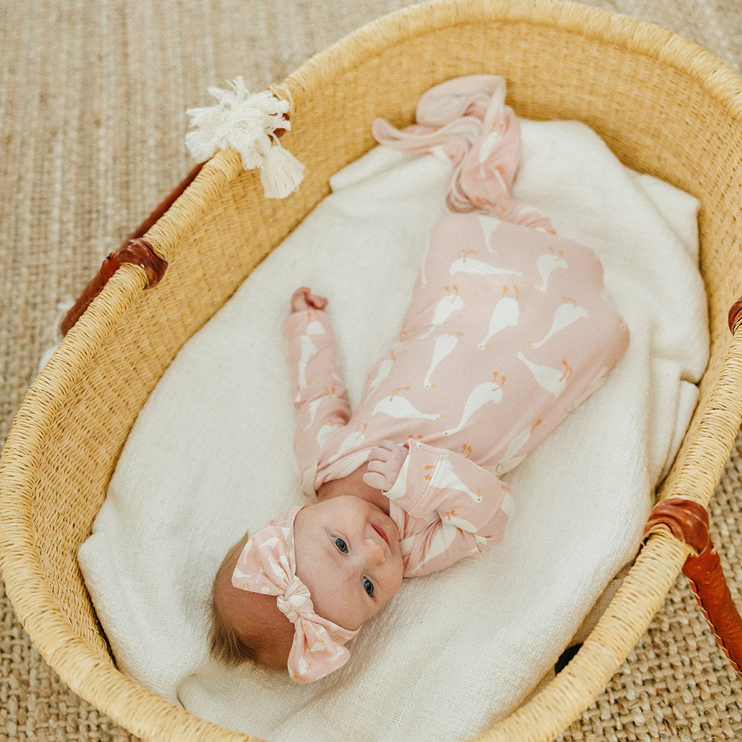 Copper Pearl Knit Headband Bow | Goosie