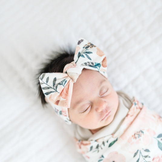 Copper Pearl Knit Headband Bow | Autumn