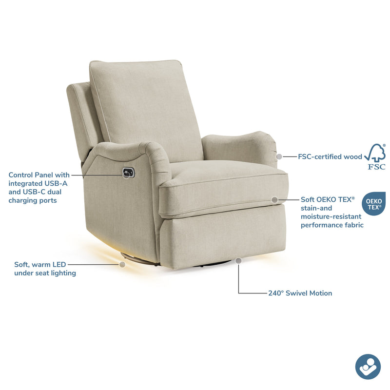 Load image into Gallery viewer, Maxi-Cosi Nursery Lindon Swivel Glider &amp; Power Recliner
