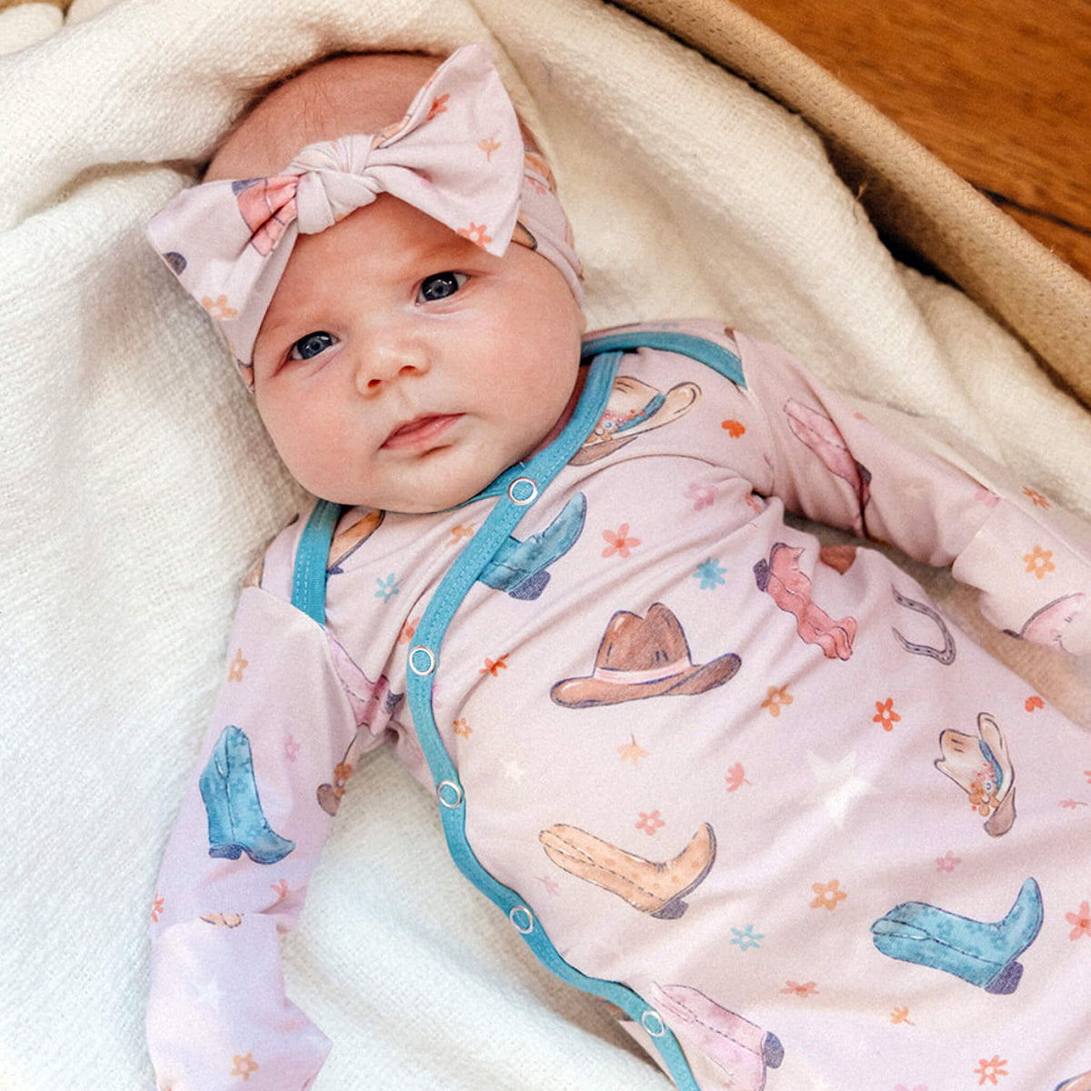 Copper Pearl Newborn Knotted Gown | Cheyenne