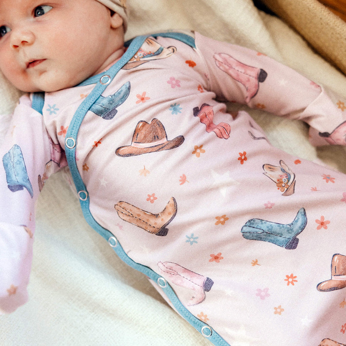 Copper Pearl Newborn Knotted Gown | Cheyenne