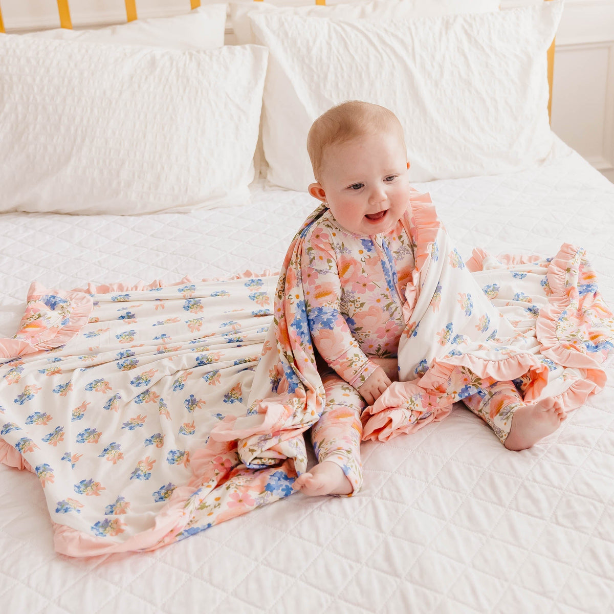 Copper Pearl Bamboo Ruffled Three-Layer Quilt | Penelope