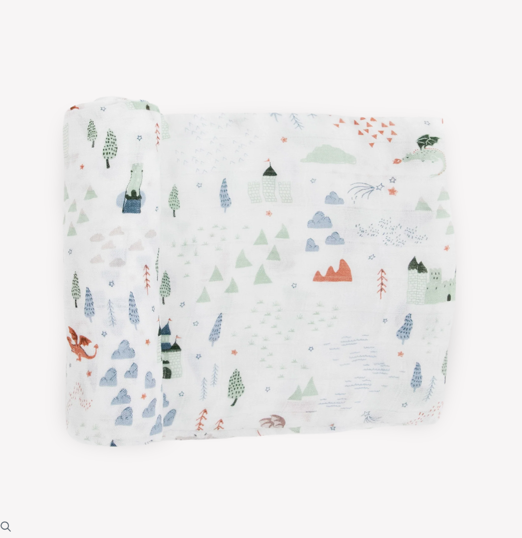 Little Unicorn Deluxe Cotton Muslin Single Swaddle - Dragon Days