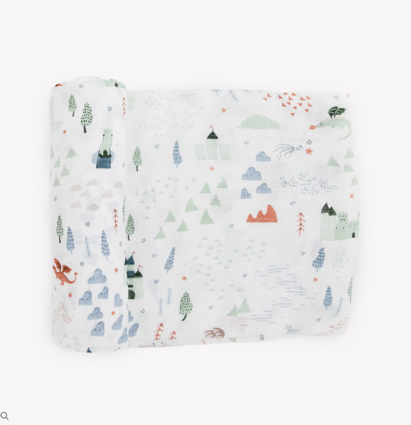 Load image into Gallery viewer, Little Unicorn Deluxe Cotton Muslin Single Swaddle - Dragon Days
