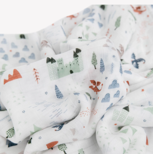 Load image into Gallery viewer, Little Unicorn Deluxe Cotton Muslin Single Swaddle - Dragon Days
