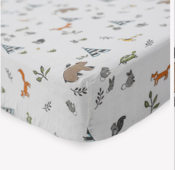 Load image into Gallery viewer, Little Unicorn Cotton Muslin Crib Sheet - Forest Friends
