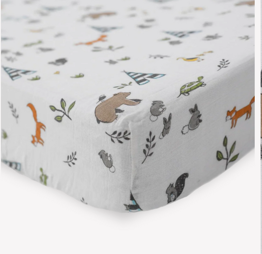 Little Unicorn Cotton Muslin Crib Sheet - Forest Friends