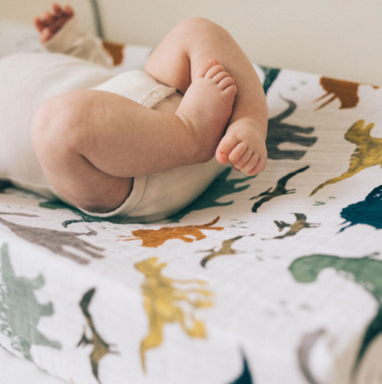 Load image into Gallery viewer, Little Unicorn Cotton Muslin Changing Pad Cover - Dino Friends
