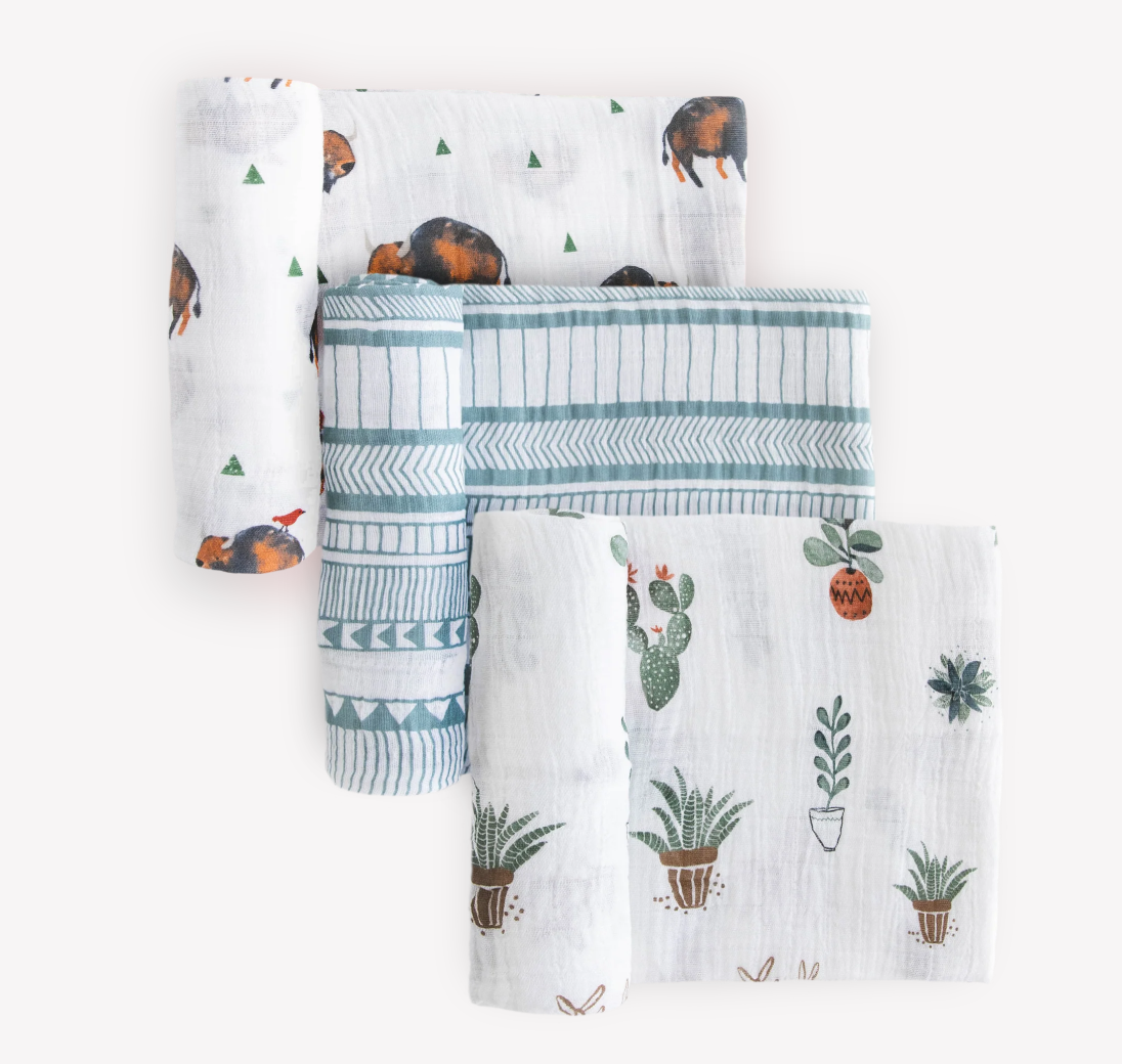 Little Unicorn Cotton Muslin Swaddle 3-Pack - Bison