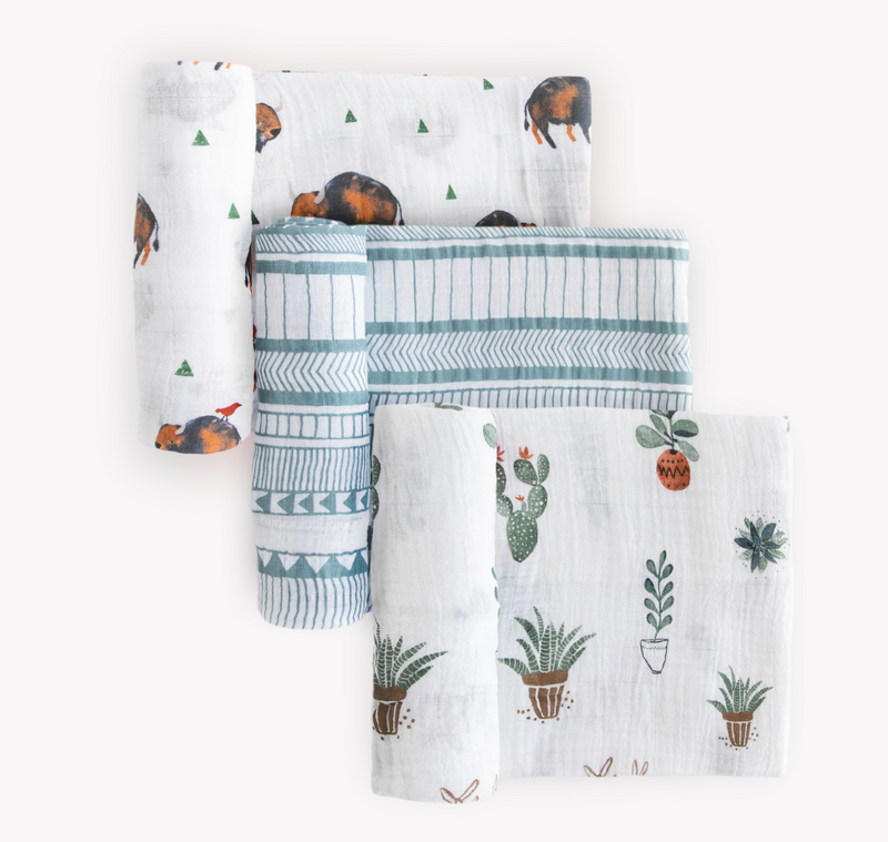 Load image into Gallery viewer, Little Unicorn Cotton Muslin Swaddle 3-Pack - Bison
