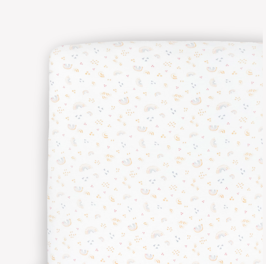 Little Unicorn Stretch Knit Crib Sheet - Rainbows