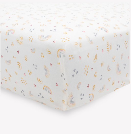 Little Unicorn Stretch Knit Crib Sheet - Rainbows