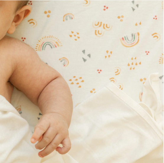 Little Unicorn Stretch Knit Crib Sheet - Rainbows