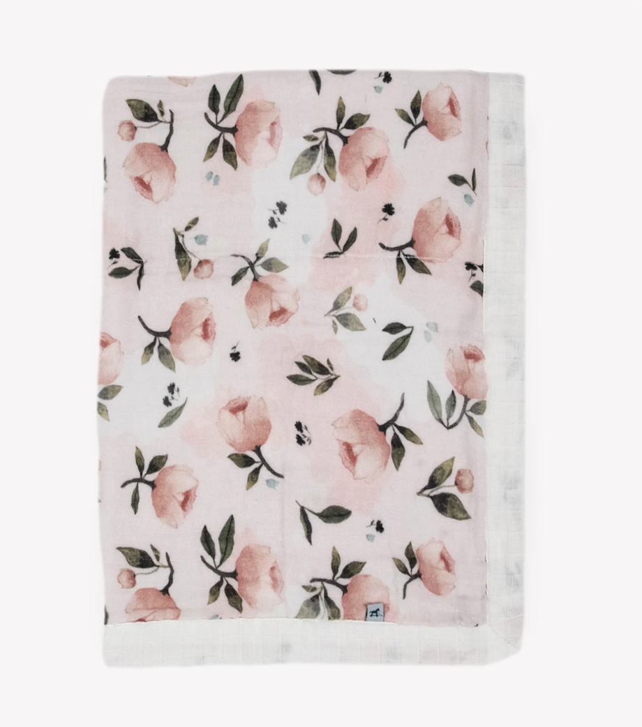 Little Unicorn Organic Cotton Muslin Baby Blanket - Watercolor Floret
