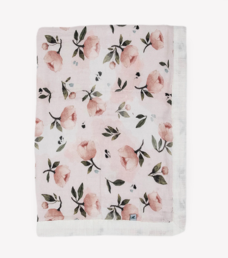 Load image into Gallery viewer, Little Unicorn Organic Cotton Muslin Baby Blanket - Watercolor Floret
