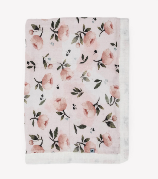 Little Unicorn Organic Cotton Muslin Baby Blanket - Watercolor Floret