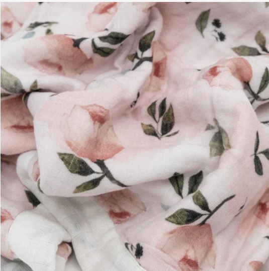 Little Unicorn Organic Cotton Muslin Baby Blanket - Watercolor Floret