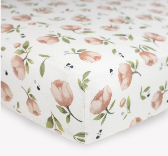 Load image into Gallery viewer, Little Unicorn Organic Cotton Muslin Crib Sheet - Watercolor Floret
