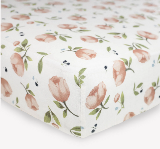 Little Unicorn Organic Cotton Muslin Crib Sheet - Watercolor Floret