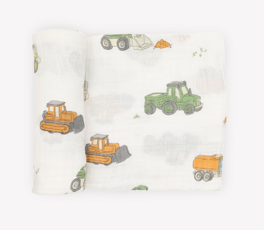 Little Unicorn Cotton Muslin Swaddle Blanket - Work Trucks