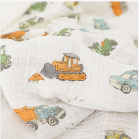 Load image into Gallery viewer, Little Unicorn Cotton Muslin Swaddle Blanket - Work Trucks
